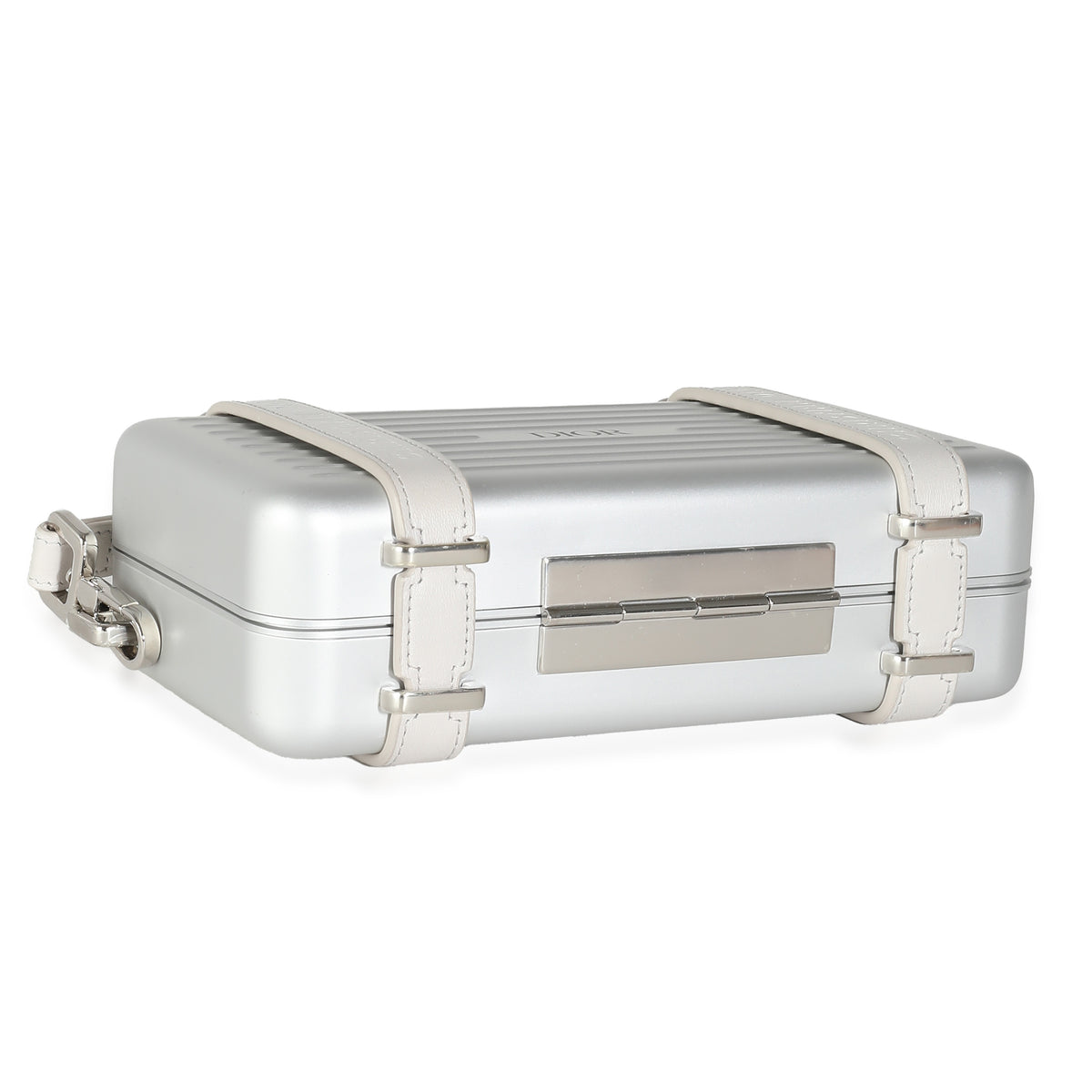 x Rimowa Grey Aluminum Calfskin Personal Clutch On Strap