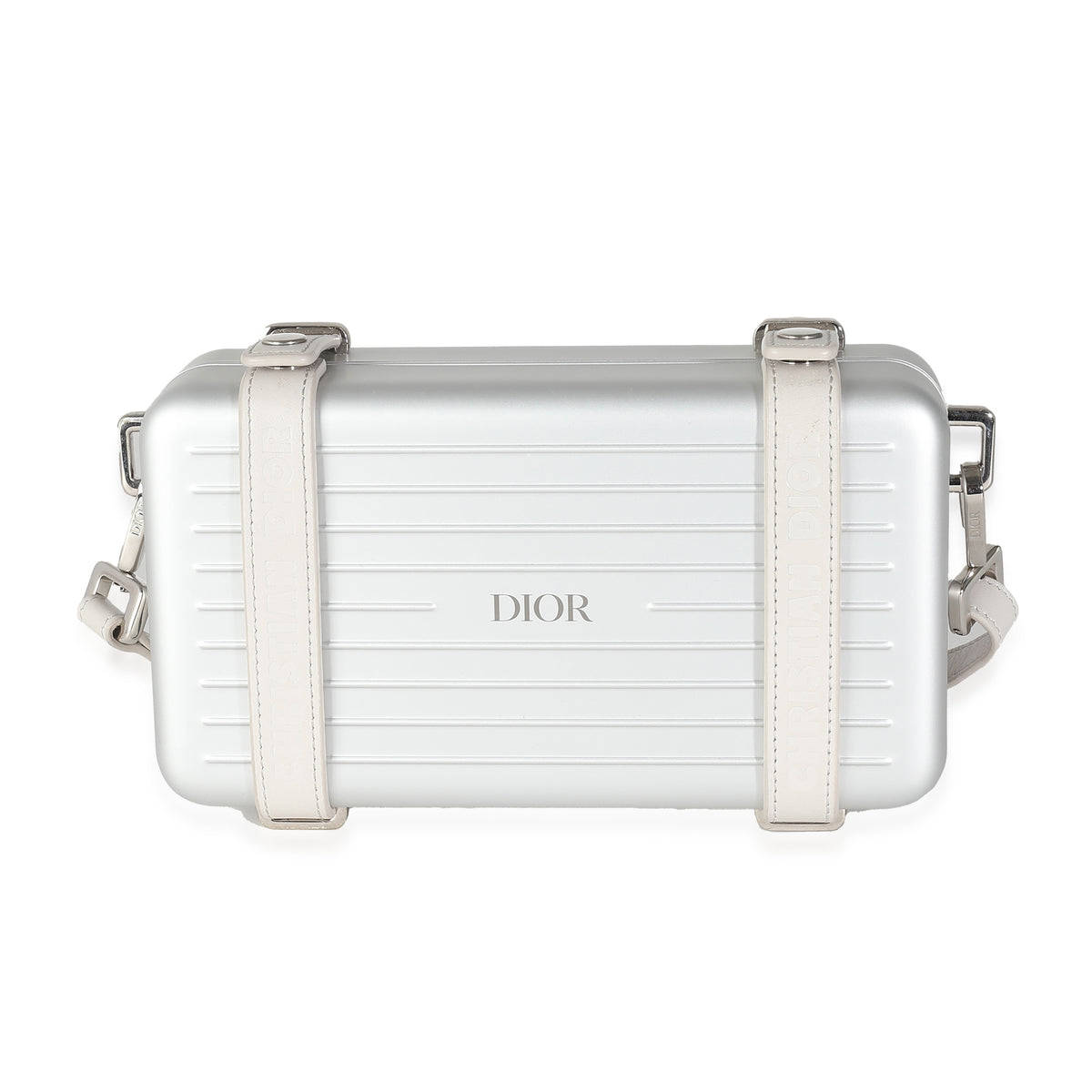 x Rimowa Grey Aluminum Calfskin Personal Clutch On Strap