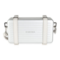 x Rimowa Grey Aluminum Calfskin Personal Clutch On Strap