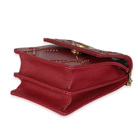 Red Leather Studded Diorama Vertical Clutch On Chain