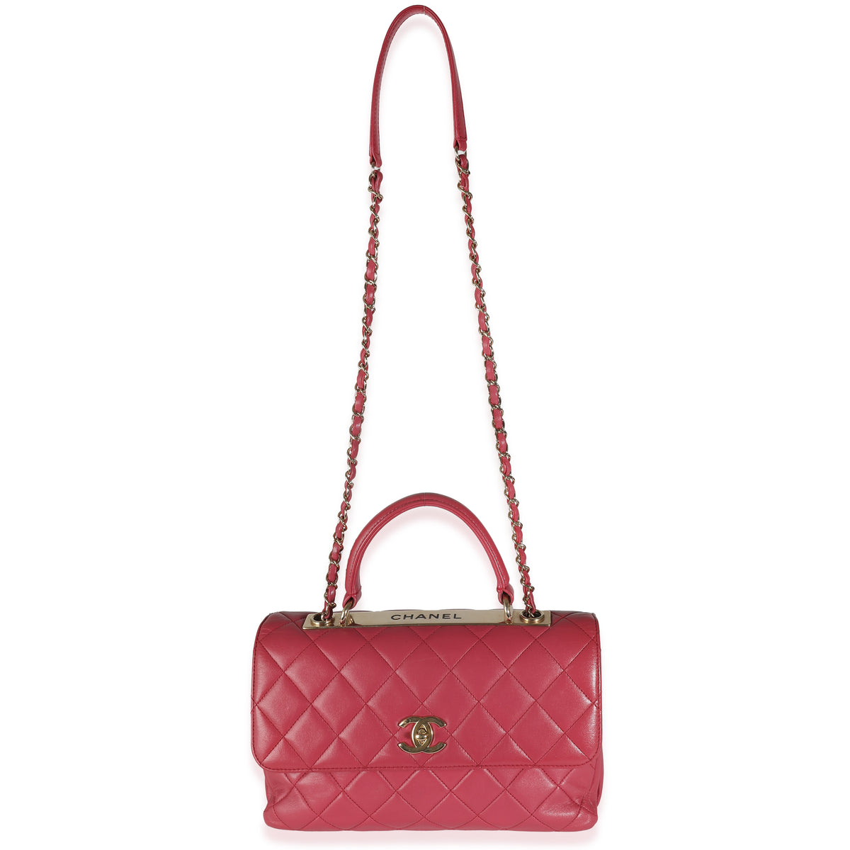 Pink Quilted Lambskin Medium Trendy CC Top Handle Bag