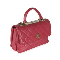 Pink Quilted Lambskin Medium Trendy CC Top Handle Bag