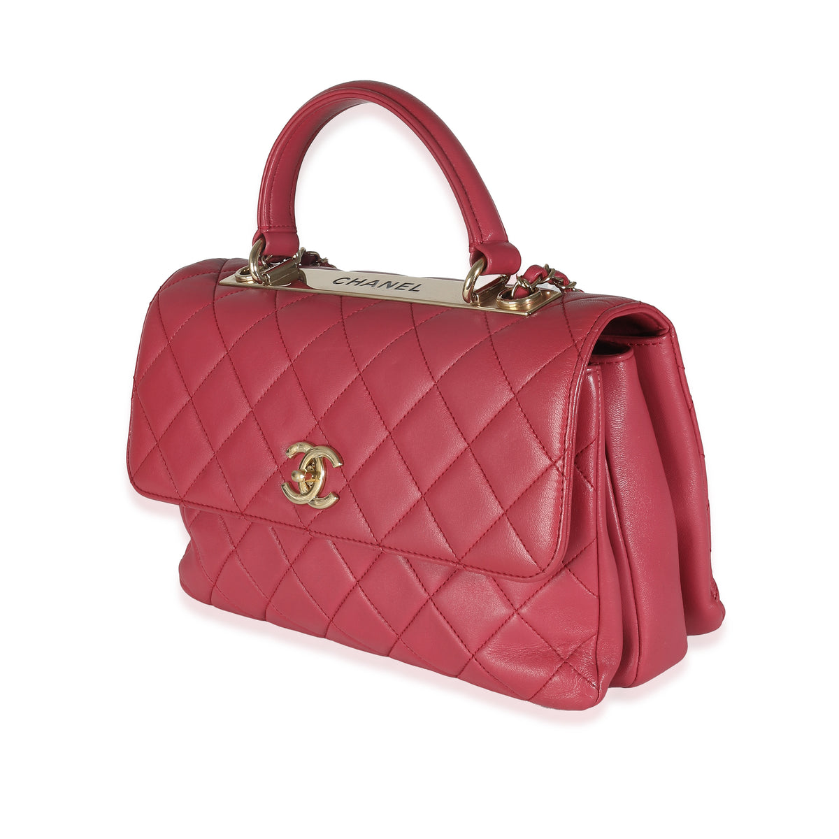 Pink Quilted Lambskin Medium Trendy CC Top Handle Bag