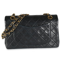 Vintage 24K Black Quilted Lambskin Small Classic Double Flap Bag