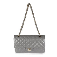 22A Grey Quilted Lambskin Medium Classic Double Flap Bag