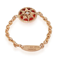 Rose Des Vents Chain Ring With Red Lacquer & Diamond in 18KT Rose Gold