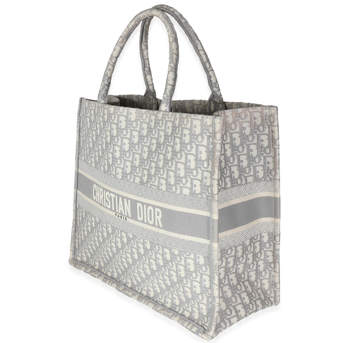 Ecru Gray Oblique Jacquard Large Book Tote