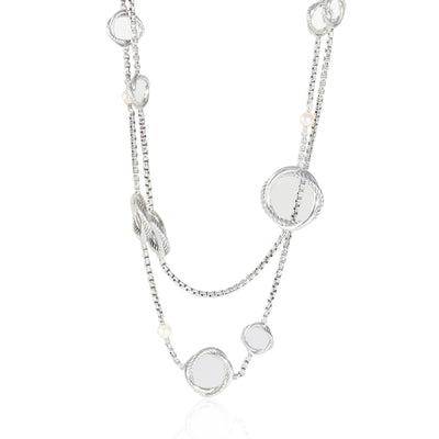 Infinity Station Pearl Necklace in  Sterling Silver