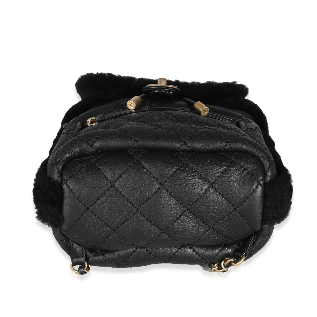Chanel Black Quilted Shearling Paris Hamburg Small Backpack Handbag box