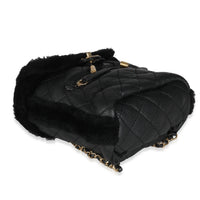 Chanel Black Quilted Shearling Paris Hamburg Small Backpack Handbag bv