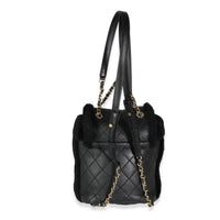 Chanel Black Quilted Shearling Paris Hamburg Small Backpack Handbag stamp