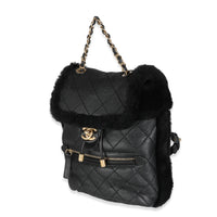 Chanel Black Quilted Shearling Paris Hamburg Small Backpack Handbag sv