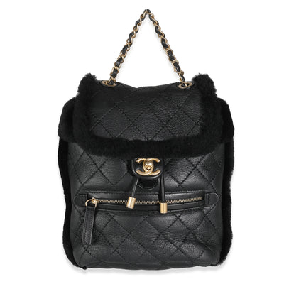 Black Quilted Shearling Paris Hamburg Small Backpack