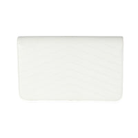 White Chevron Calfskin Casual Trip Flap Clutch