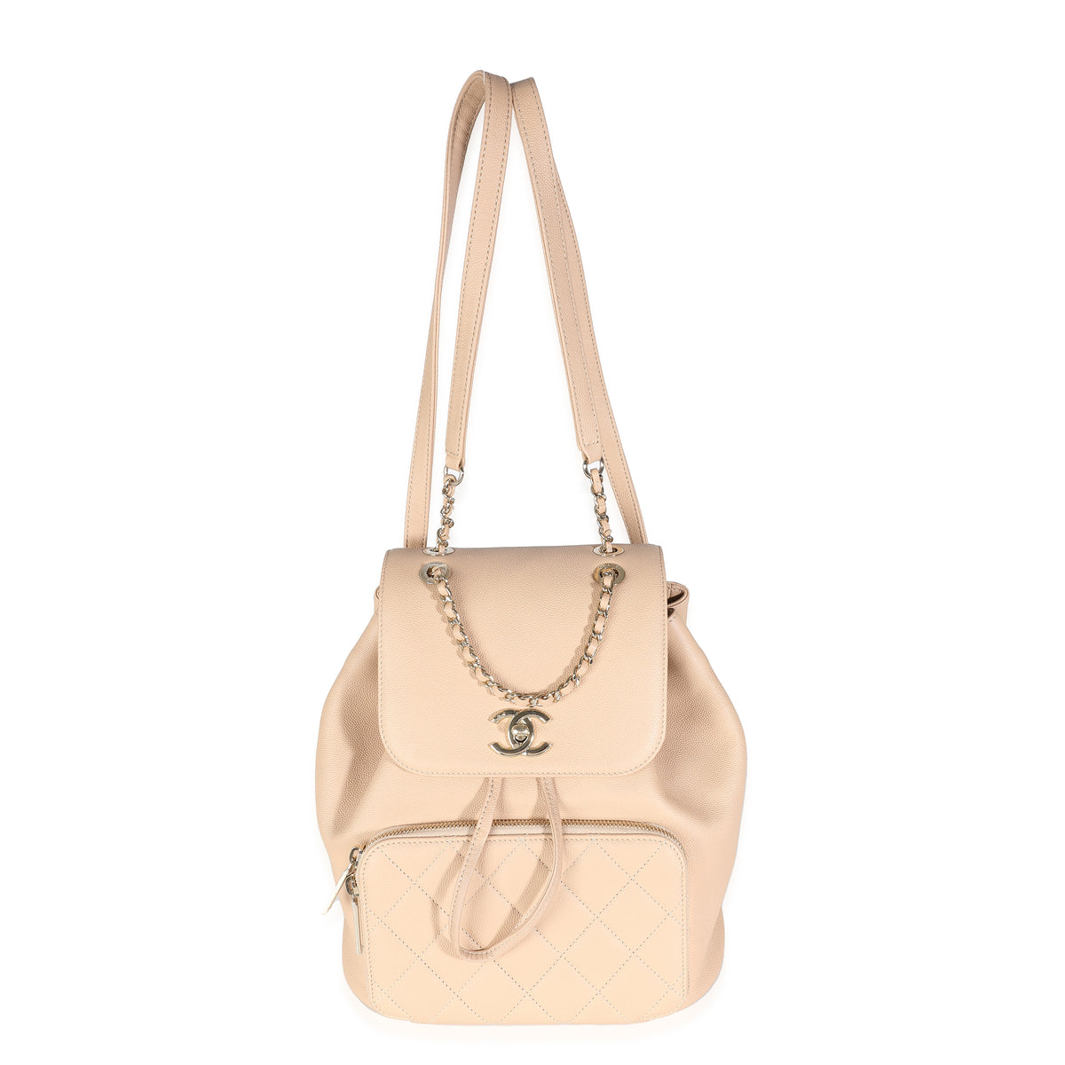 Chanel Beige Quilted Caviar Business Affinity Backpack Handbag fv