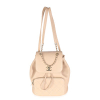 Chanel Beige Quilted Caviar Business Affinity Backpack Handbag fv