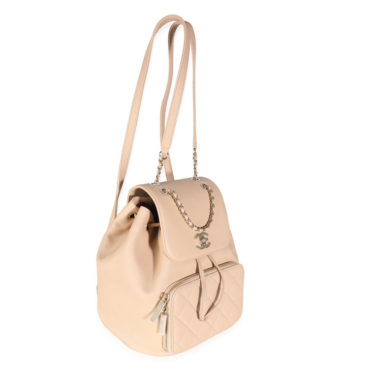Chanel Beige Quilted Caviar Business Affinity Backpack Handbag pv