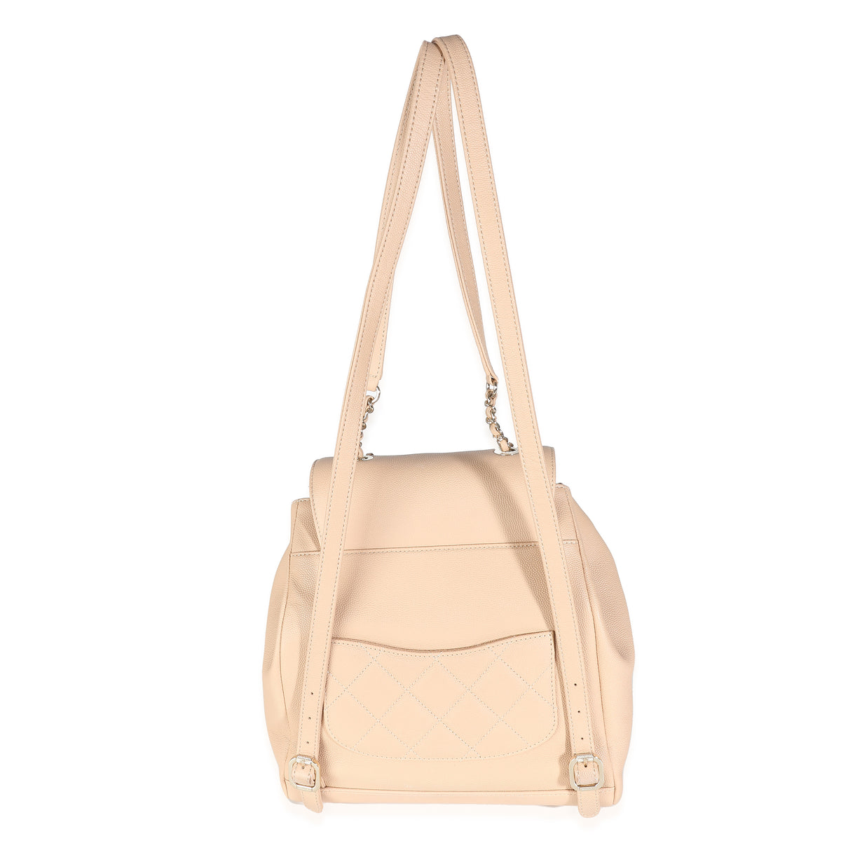 Chanel Beige Quilted Caviar Business Affinity Backpack Handbag stamp