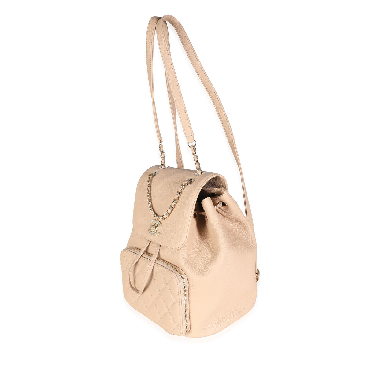 Chanel Beige Quilted Caviar Business Affinity Backpack Handbag sv