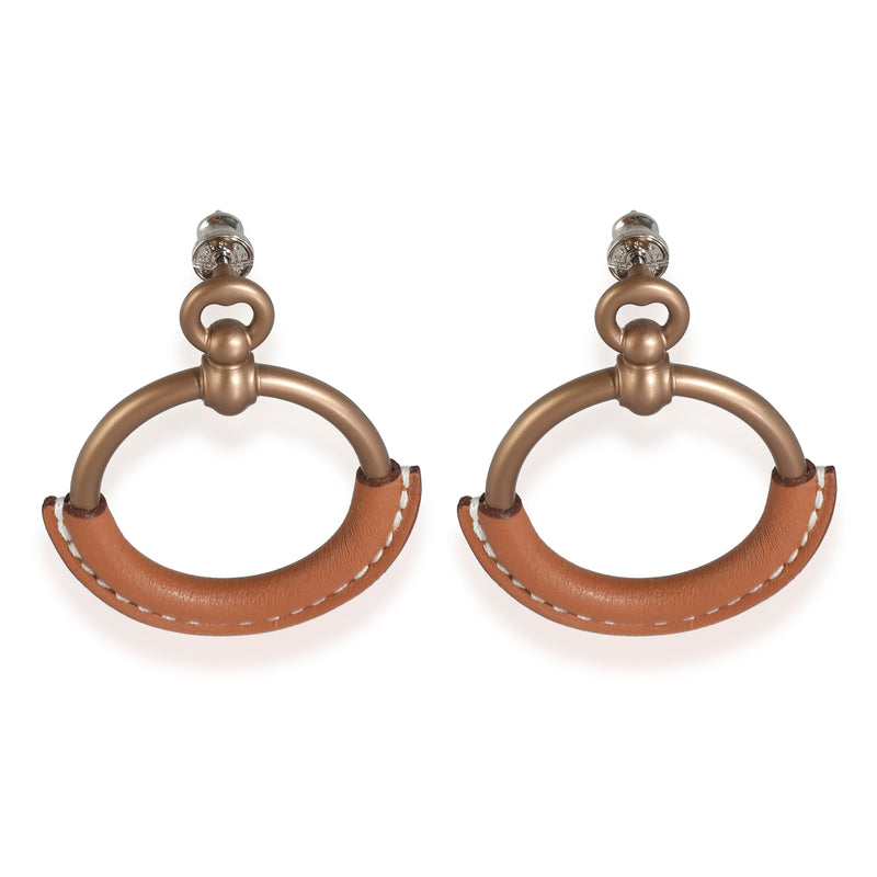 Loop Earrings with Brown Calfskin Leather