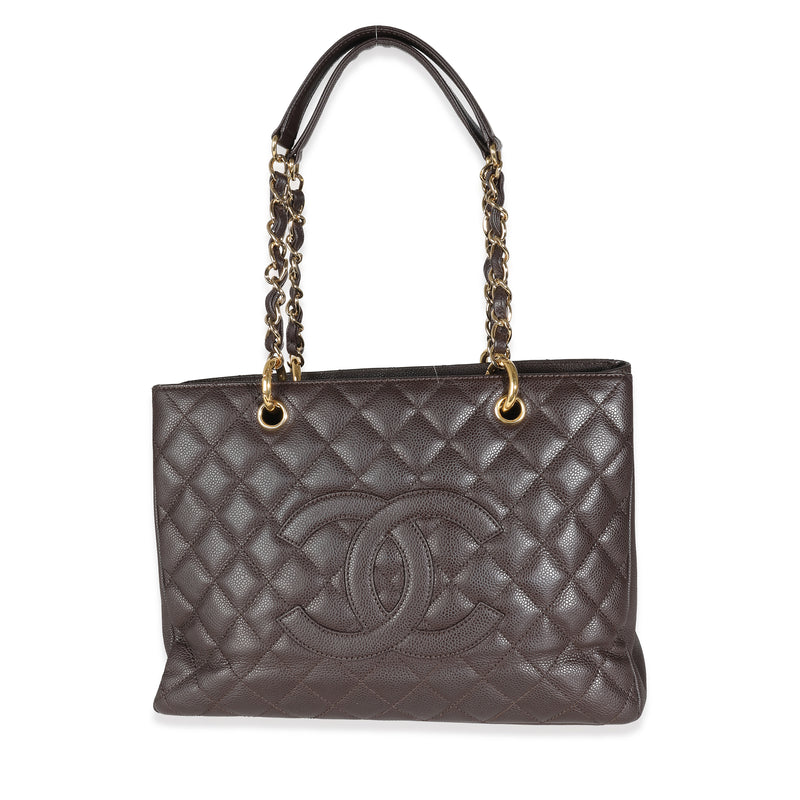 Brown Quilted Caviar Grand Shopping Tote
