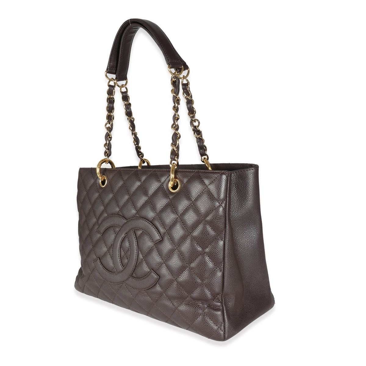 Brown Quilted Caviar Grand Shopping Tote