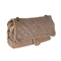 Brown Quilted Glazed Caviar Large Shiva Flap Bag