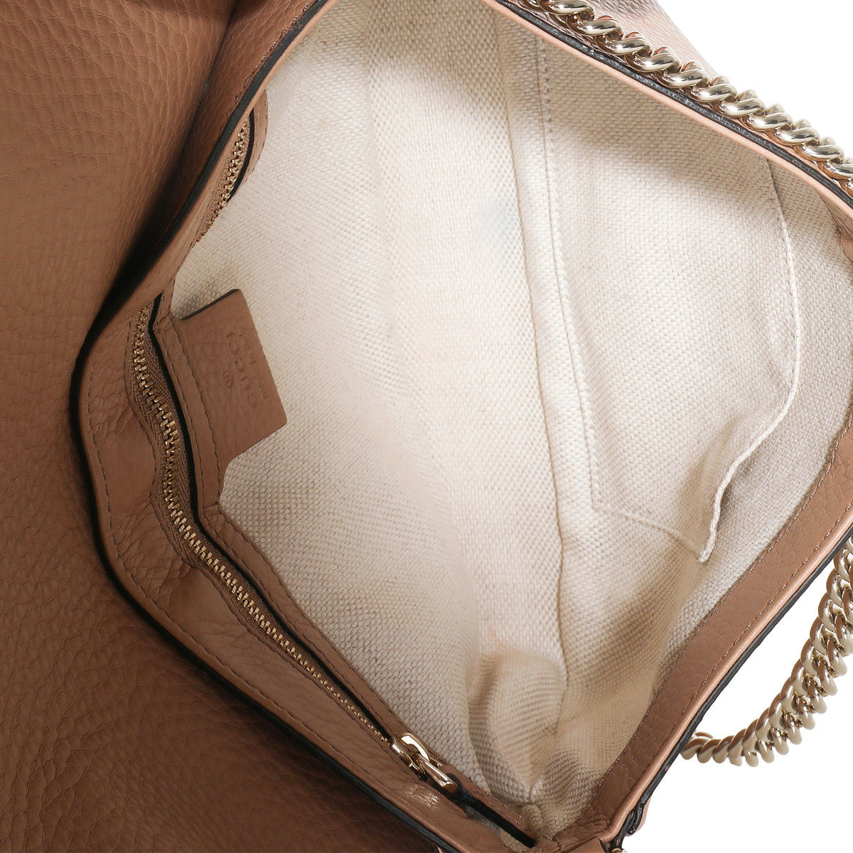 Beige Leather Medium Soho Chain Crossbody