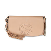 Beige Leather Medium Soho Chain Crossbody