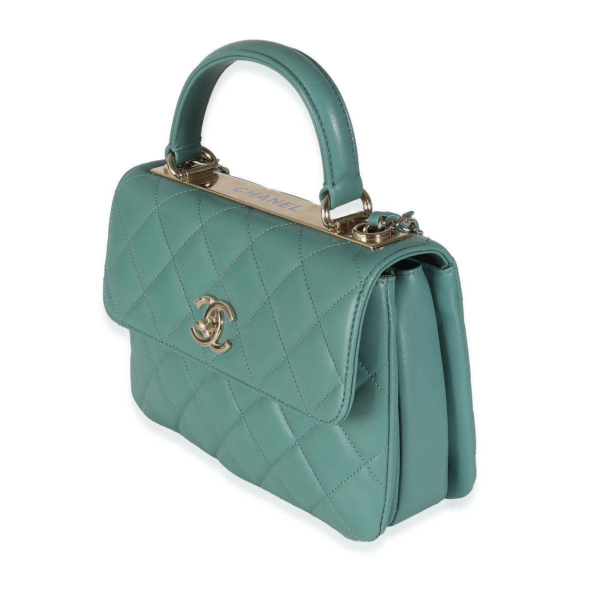 Green Quilted Lambskin Small Trendy CC Dual Handle Flap Bag