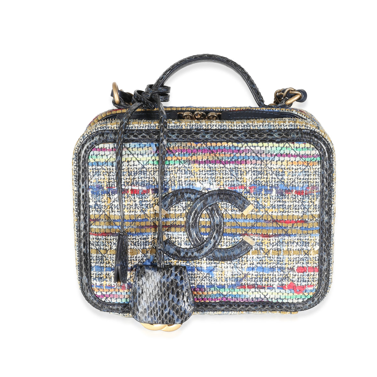 Multicolour Tweed Snakeskin Medium Filigree Vanity Case