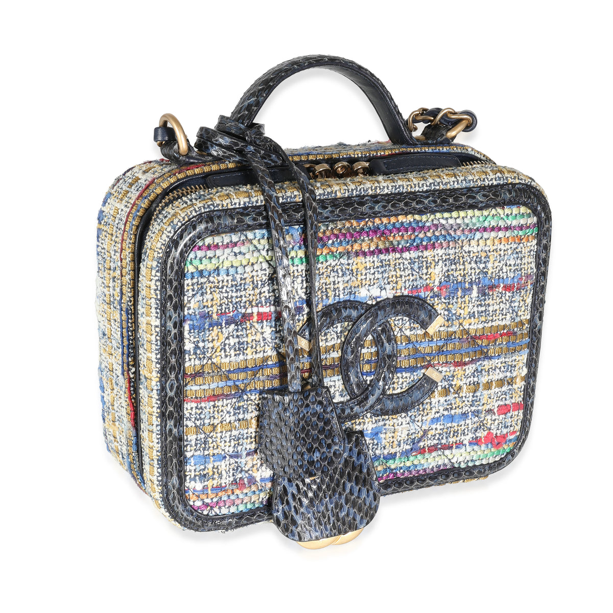 Multicolour Tweed Snakeskin Medium Filigree Vanity Case