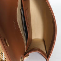 Brown Leather Linen Small Kate Wallet On Chain