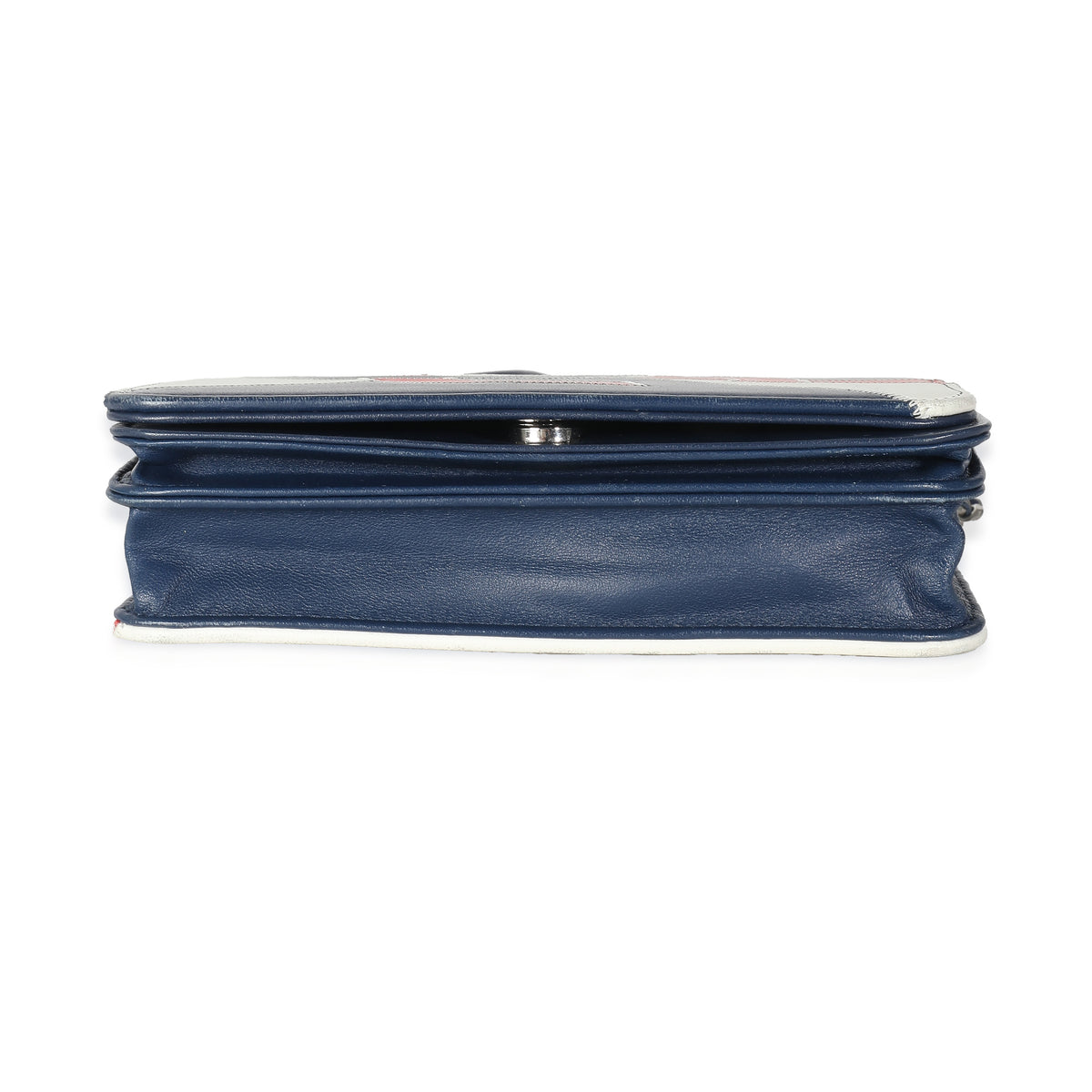Chanel Red Blue White Lambskin Patchwork CC Flap Bag Handbag box