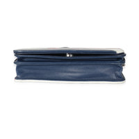 Chanel Red Blue White Lambskin Patchwork CC Flap Bag Handbag box