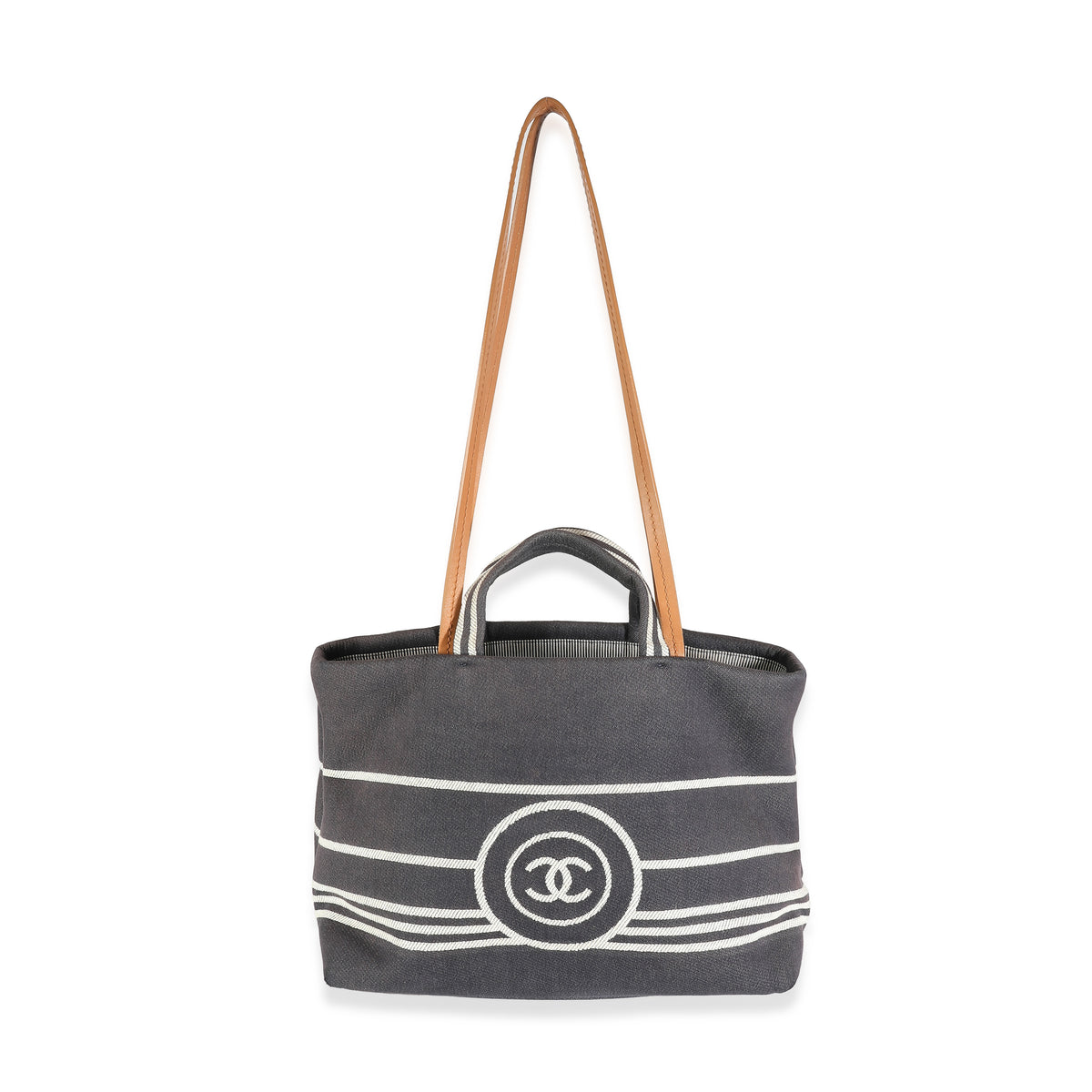 Navy Denim CC Stripe Large Shopper Tote