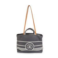 Navy Denim CC Stripe Large Shopper Tote