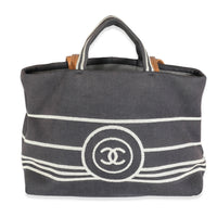 Navy Denim CC Stripe Large Shopper Tote