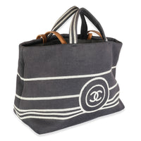 Navy Denim CC Stripe Large Shopper Tote