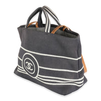 Navy Denim CC Stripe Large Shopper Tote