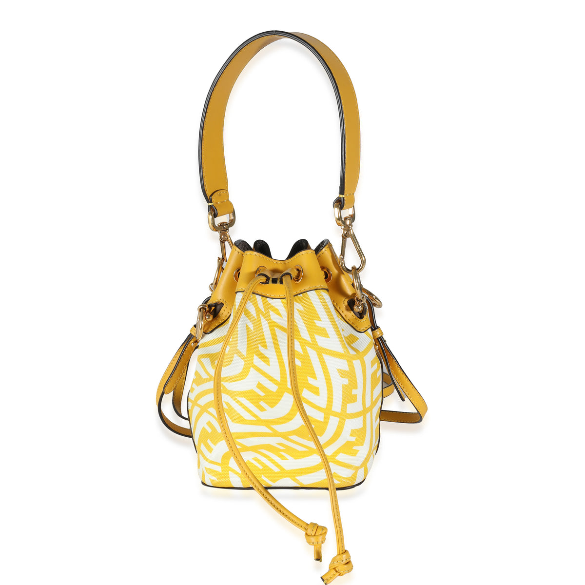 Fendi x Sarah Coleman Mimosa Glazed Canvas FF Vertigo Mon Tresor Bucket Bag myGemma Item 139577