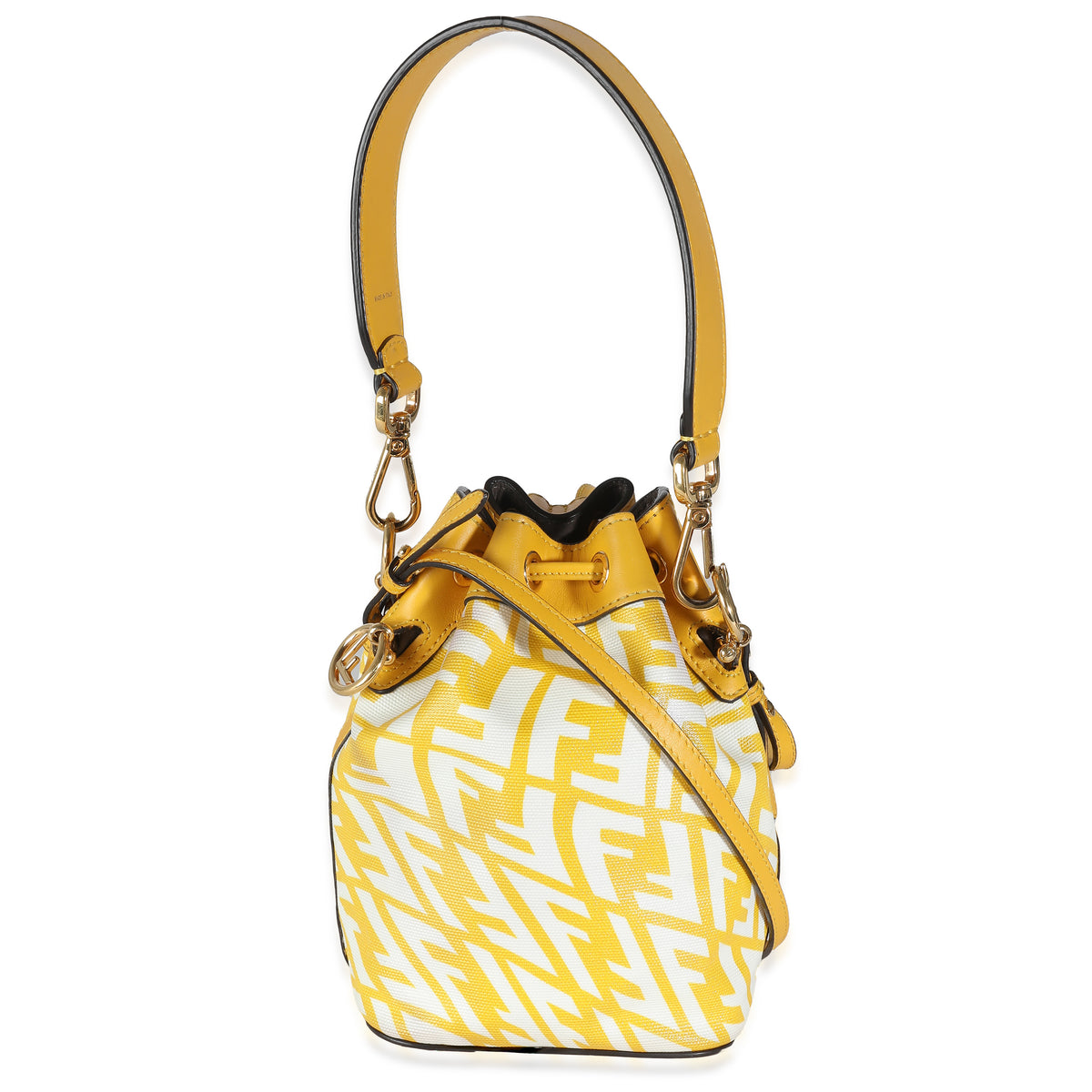 x Sarah Coleman Mimosa Glazed Canvas FF Vertigo Mon Tresor Bucket Bag