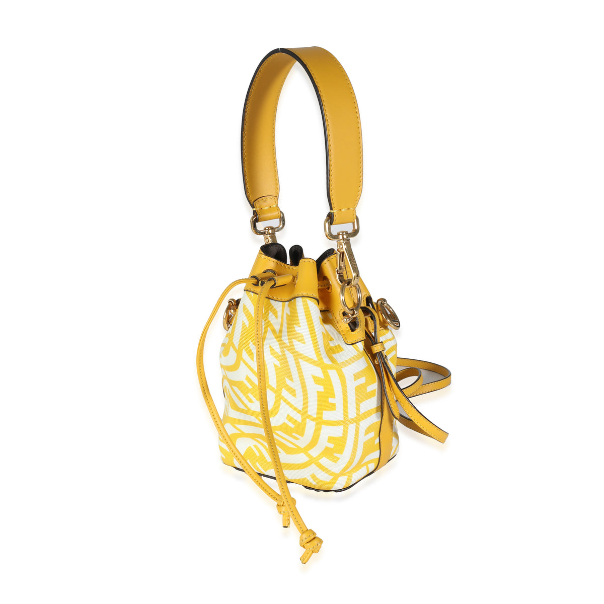 x Sarah Coleman Mimosa Glazed Canvas FF Vertigo Mon Tresor Bucket Bag