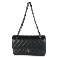 Black Quilted Caviar Medium Double Classic Flap Bag