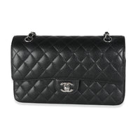 Black Quilted Caviar Medium Double Classic Flap Bag