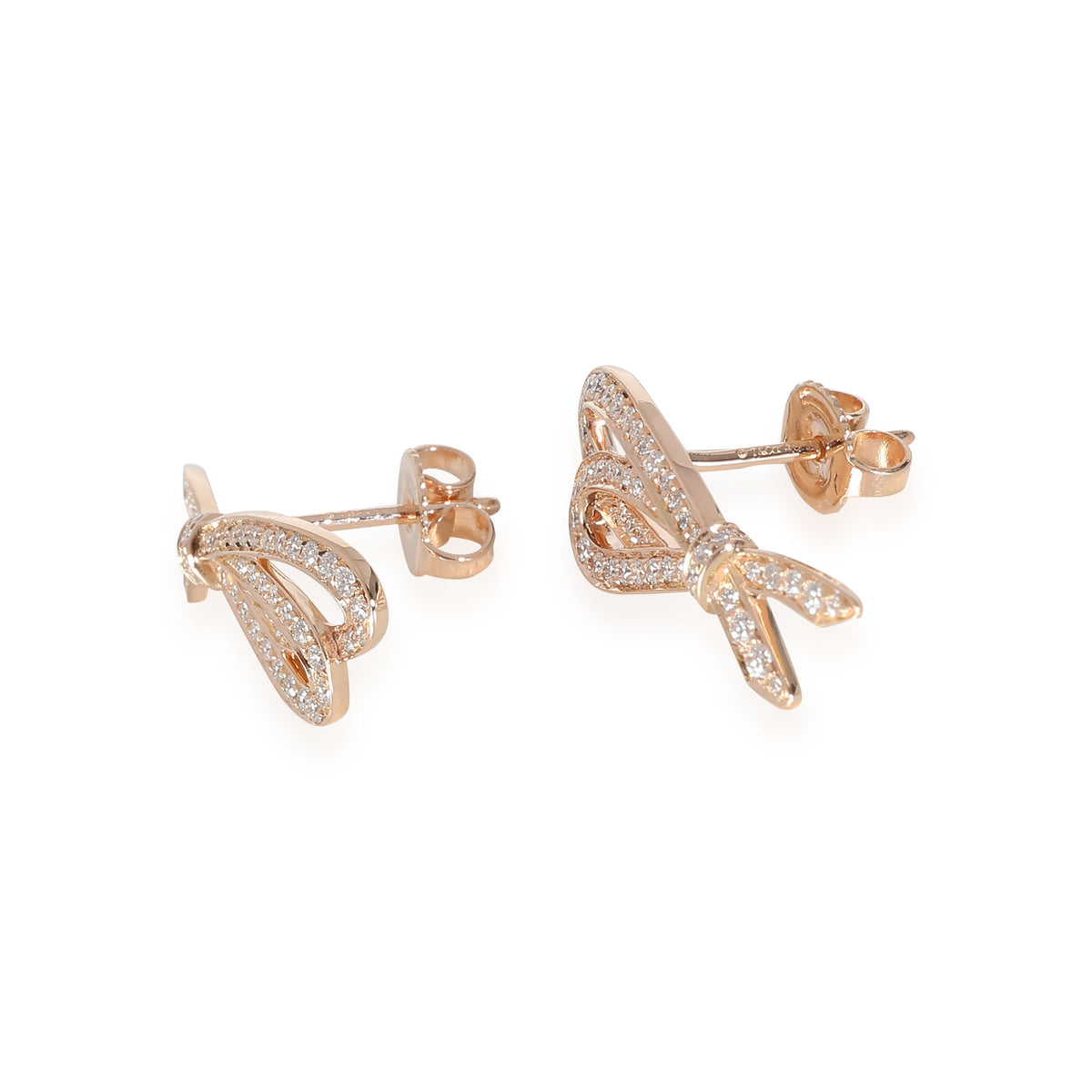 Diamond Bow Earrings in 18k Rose Gold 0.5 CTW