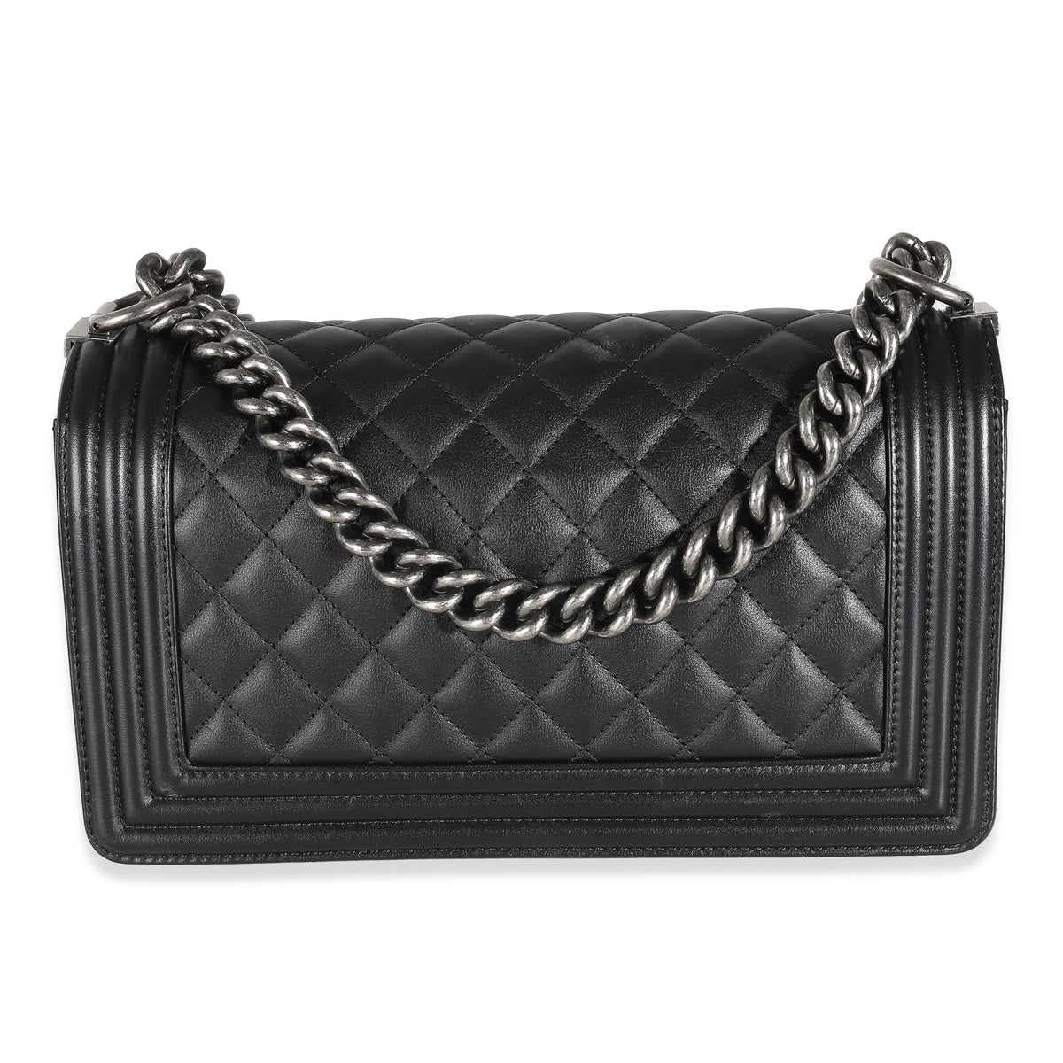 Black Quilted Lambskin Medium Boy Bag