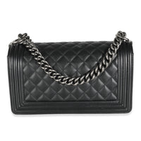 Black Quilted Lambskin Medium Boy Bag