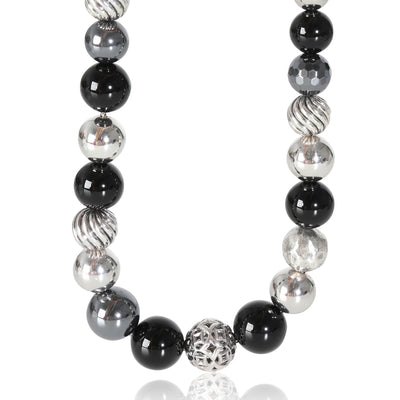 Elements Necklace With Onyx & Hematite in Sterling Silver