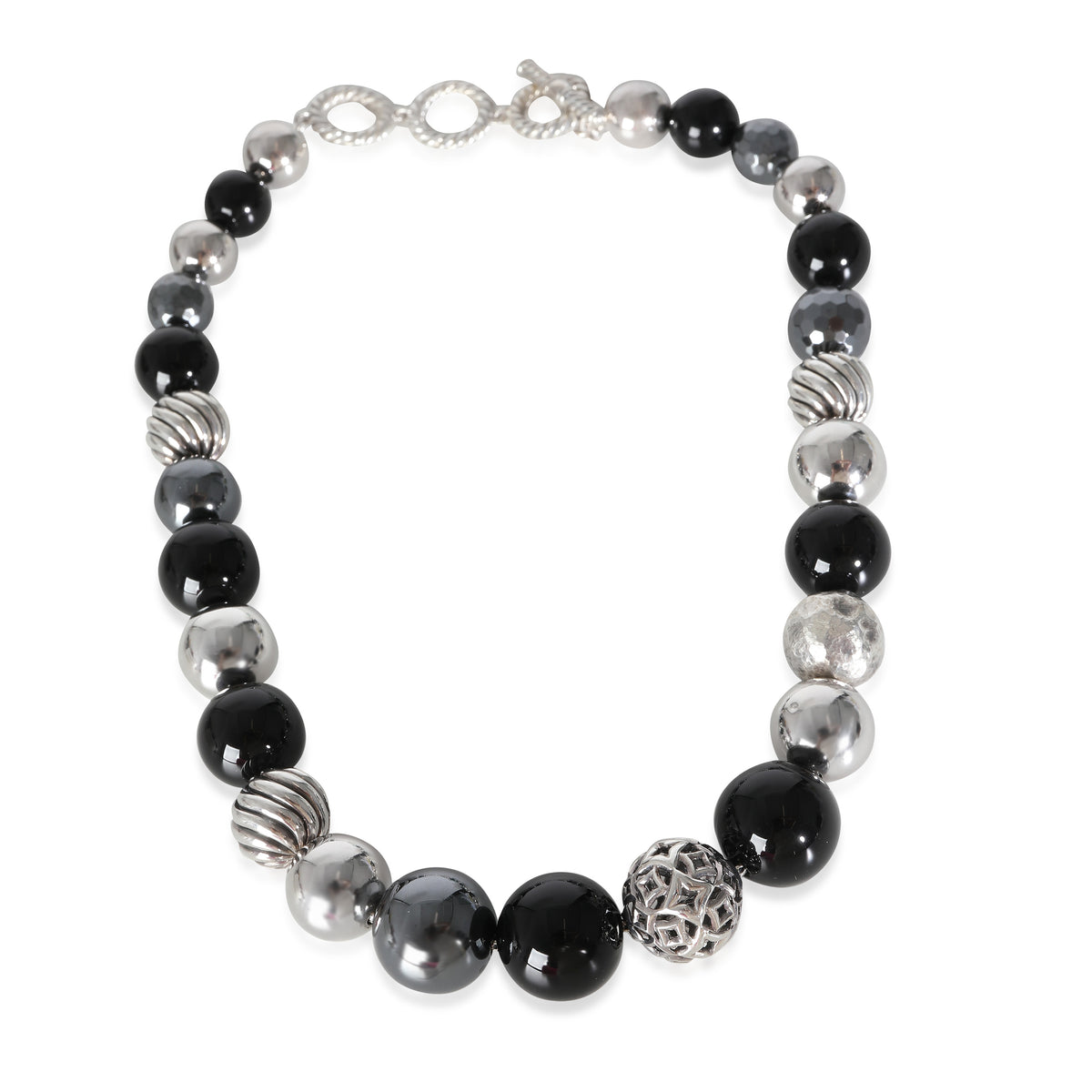 Elements Necklace With Onyx & Hematite in Sterling Silver